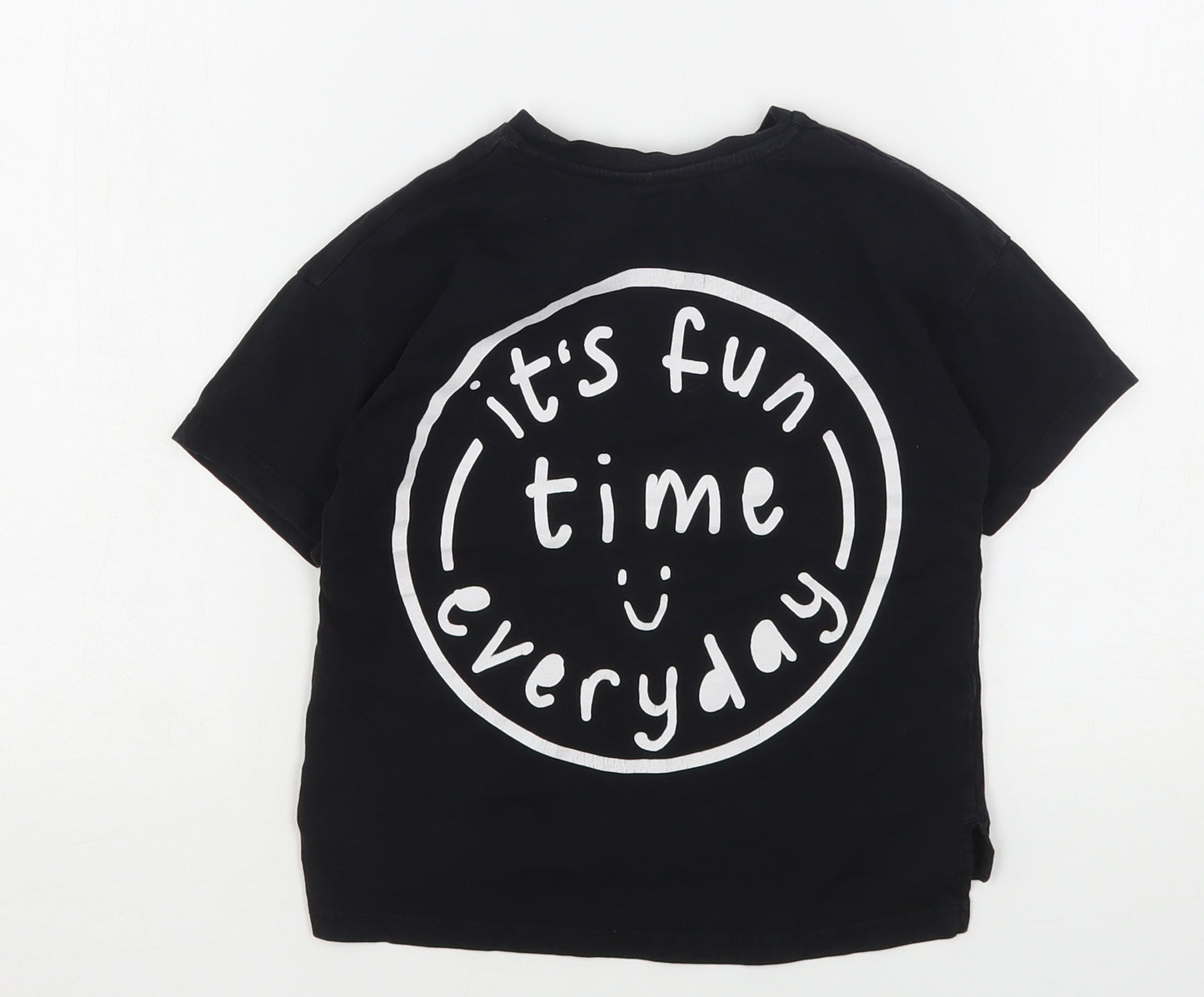 George Boys Black  Cotton Basic T-Shirt Size 4-5 Years Round Neck