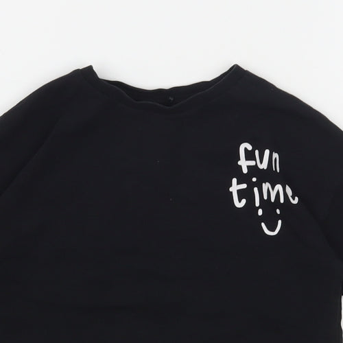 George Boys Black  Cotton Basic T-Shirt Size 4-5 Years Round Neck