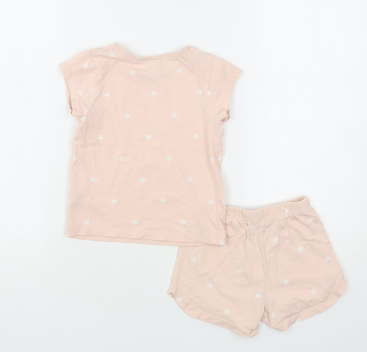 George Girls Pink Polka Dot Cotton Top Pyjama Set Size 2-3 Years