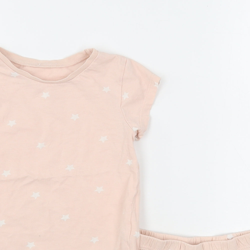 George Girls Pink Polka Dot Cotton Top Pyjama Set Size 2-3 Years