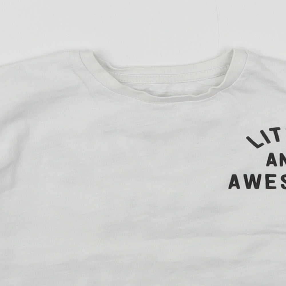 George Boys White  Cotton Basic T-Shirt Size 4-5 Years Round Neck