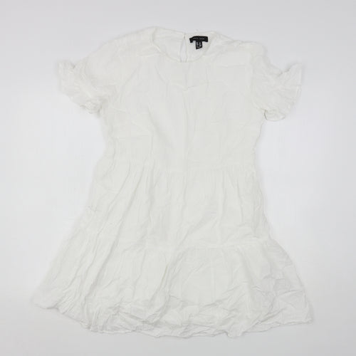 New Look Womens White  Cotton A-Line  Size 12  Round Neck