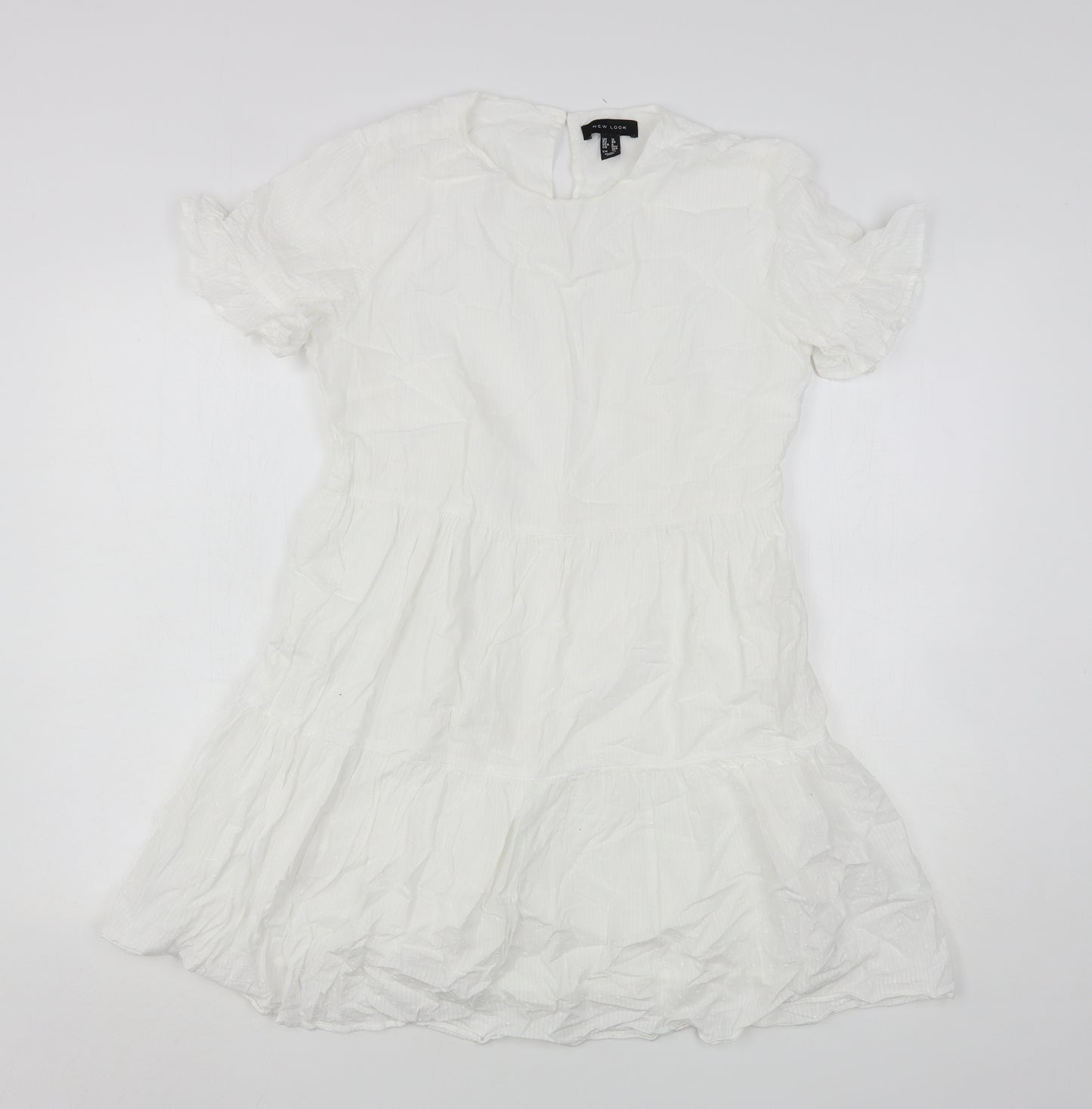 New Look Womens White  Cotton A-Line  Size 12  Round Neck