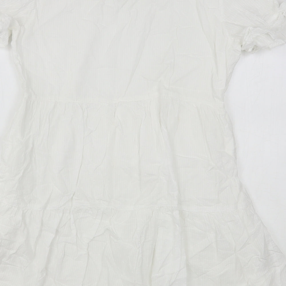 New Look Womens White  Cotton A-Line  Size 12  Round Neck