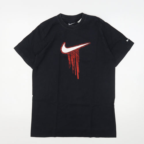 Nike Boys Black  Cotton Basic T-Shirt Size 13-14 Years Round Neck