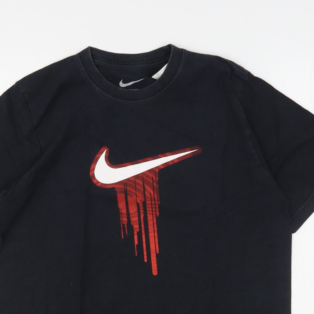 Nike Boys Black  Cotton Basic T-Shirt Size 13-14 Years Round Neck