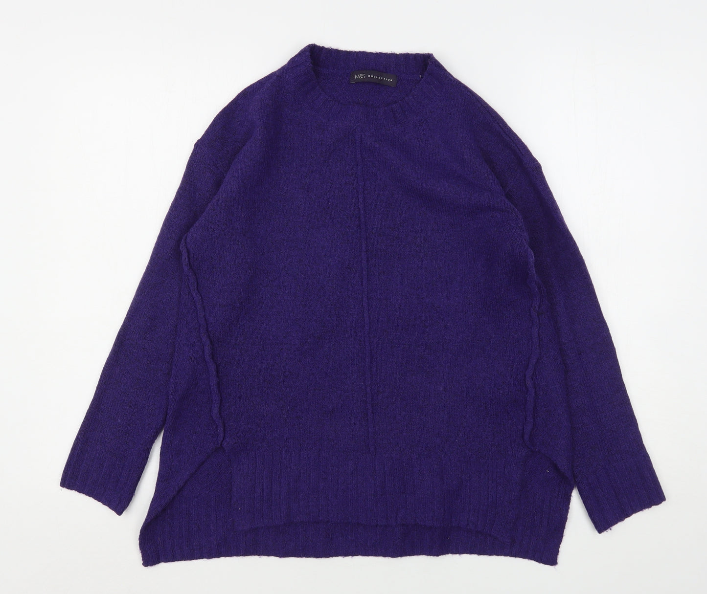 Marks and Spencer Womens Purple Round Neck  Acrylic Pullover Jumper Size S