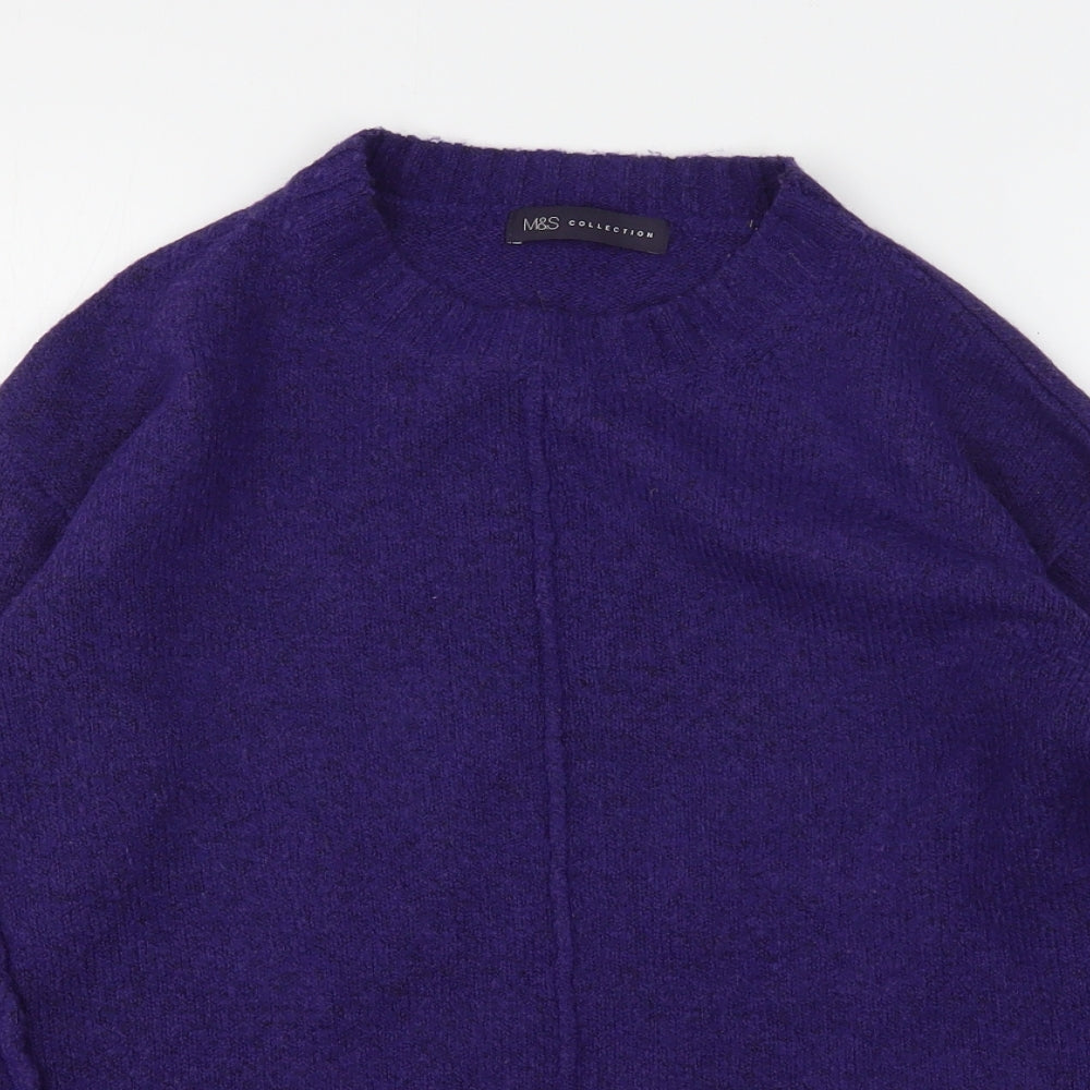 Marks and Spencer Womens Purple Round Neck  Acrylic Pullover Jumper Size S