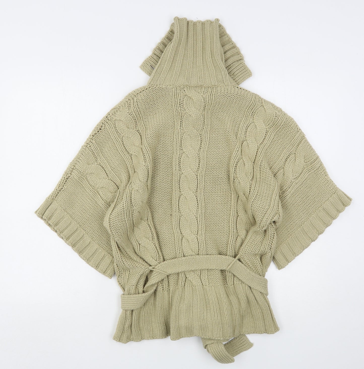 Oasis Womens Beige High Neck  Acrylic Cardigan Jumper Size 12