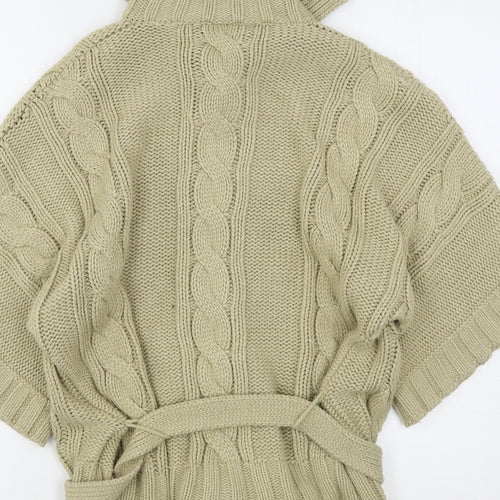 Oasis Womens Beige High Neck  Acrylic Cardigan Jumper Size 12