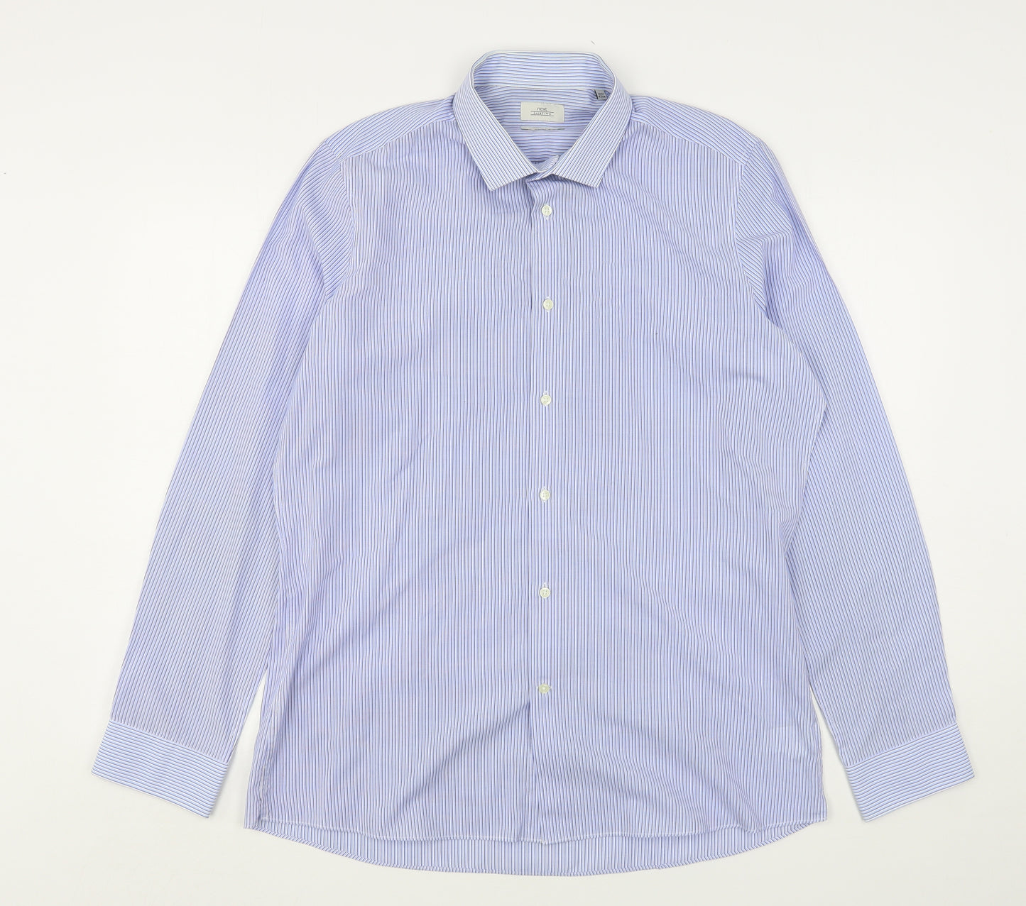 NEXT Mens Blue Striped Polyester  Dress Shirt Size 16.5 Collared