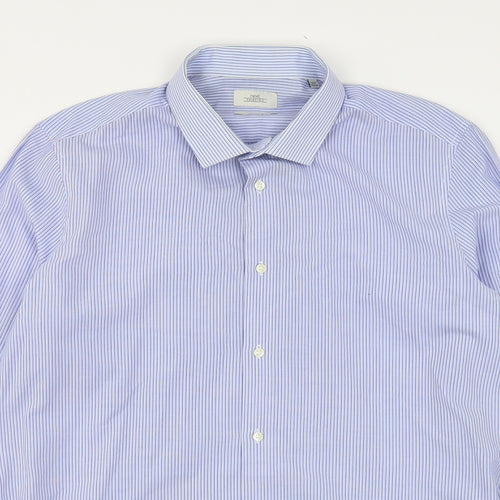 NEXT Mens Blue Striped Polyester  Dress Shirt Size 16.5 Collared