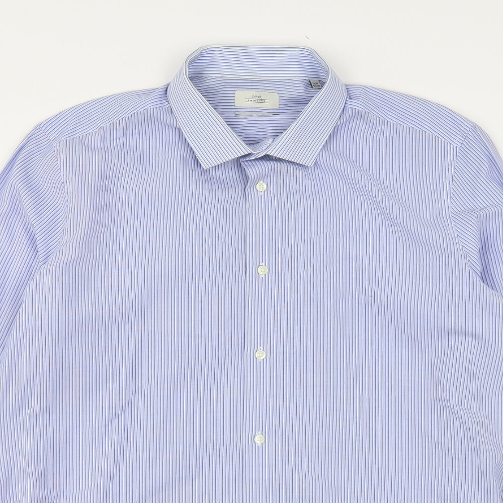 NEXT Mens Blue Striped Polyester  Dress Shirt Size 16.5 Collared