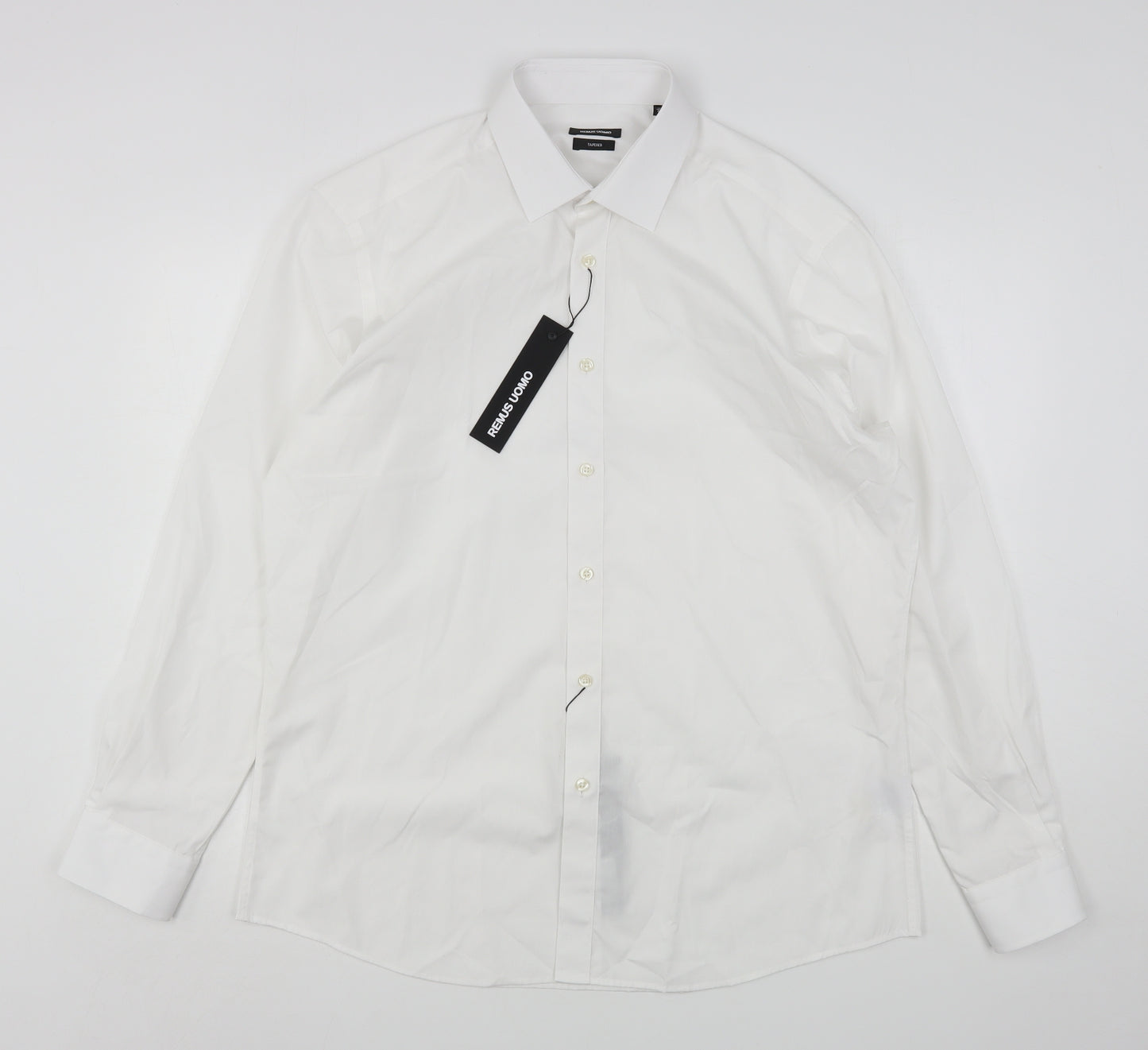 Remus Uomo Mens White  Cotton  Dress Shirt Size 17 Collared