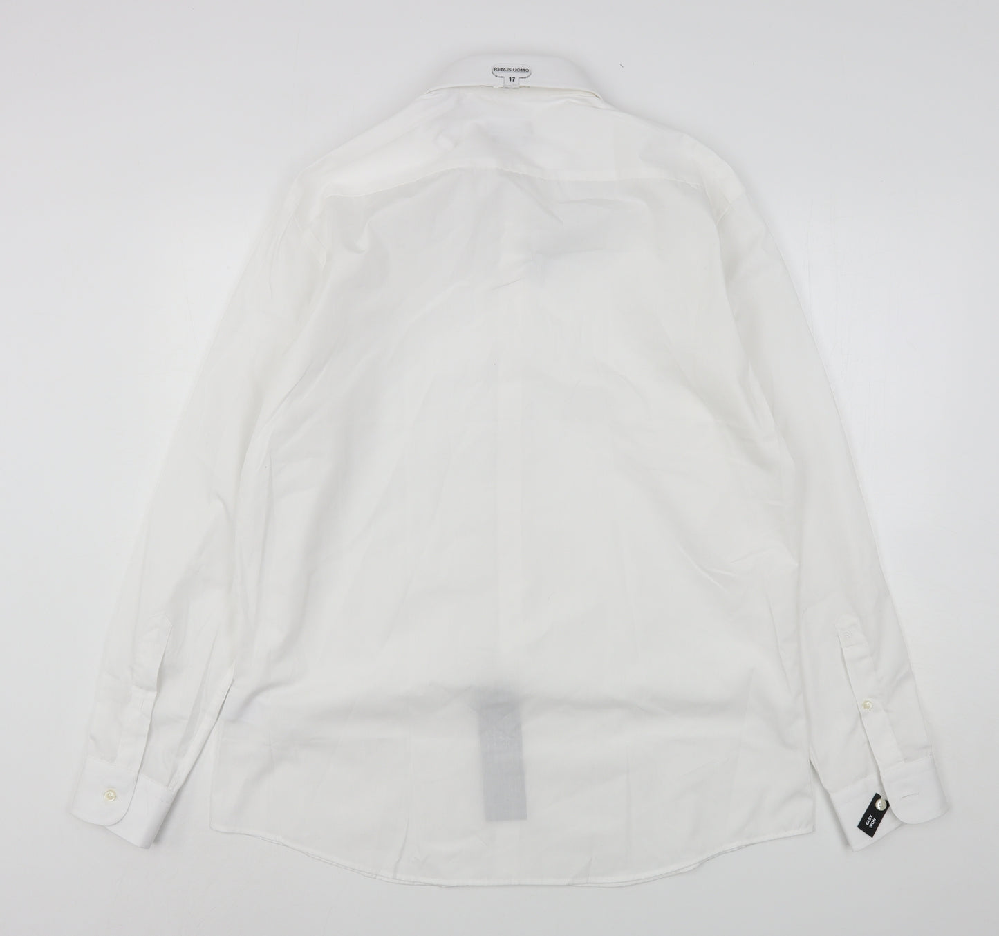 Remus Uomo Mens White  Cotton  Dress Shirt Size 17 Collared