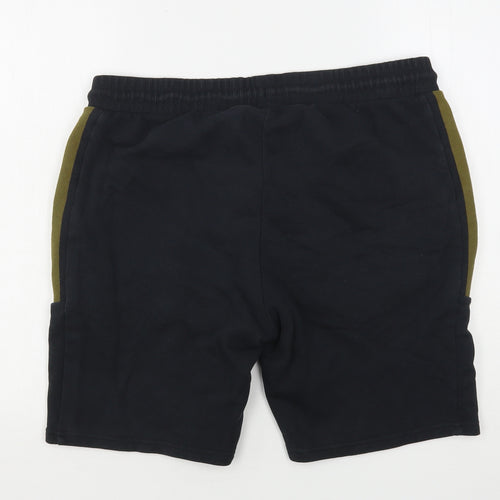 NEXT Mens Black  Cotton Sweat Shorts Size L L9 in Regular Drawstring