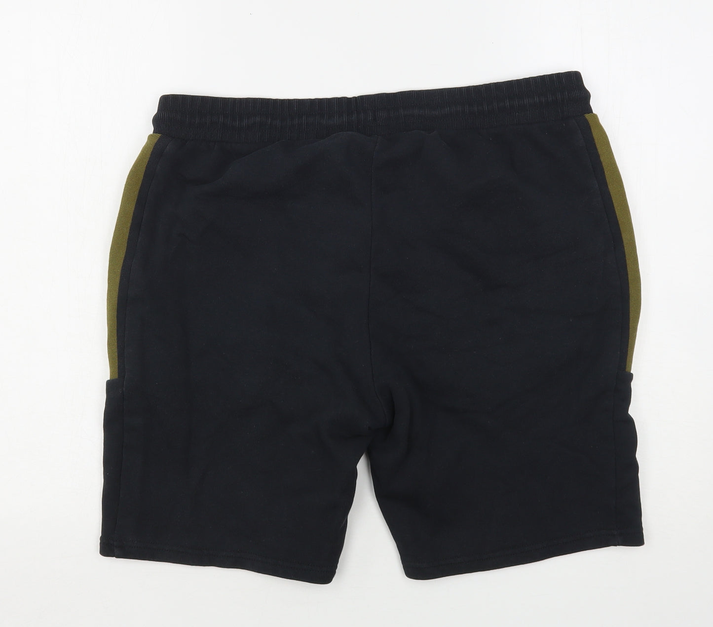 NEXT Mens Black  Cotton Sweat Shorts Size L L9 in Regular Drawstring