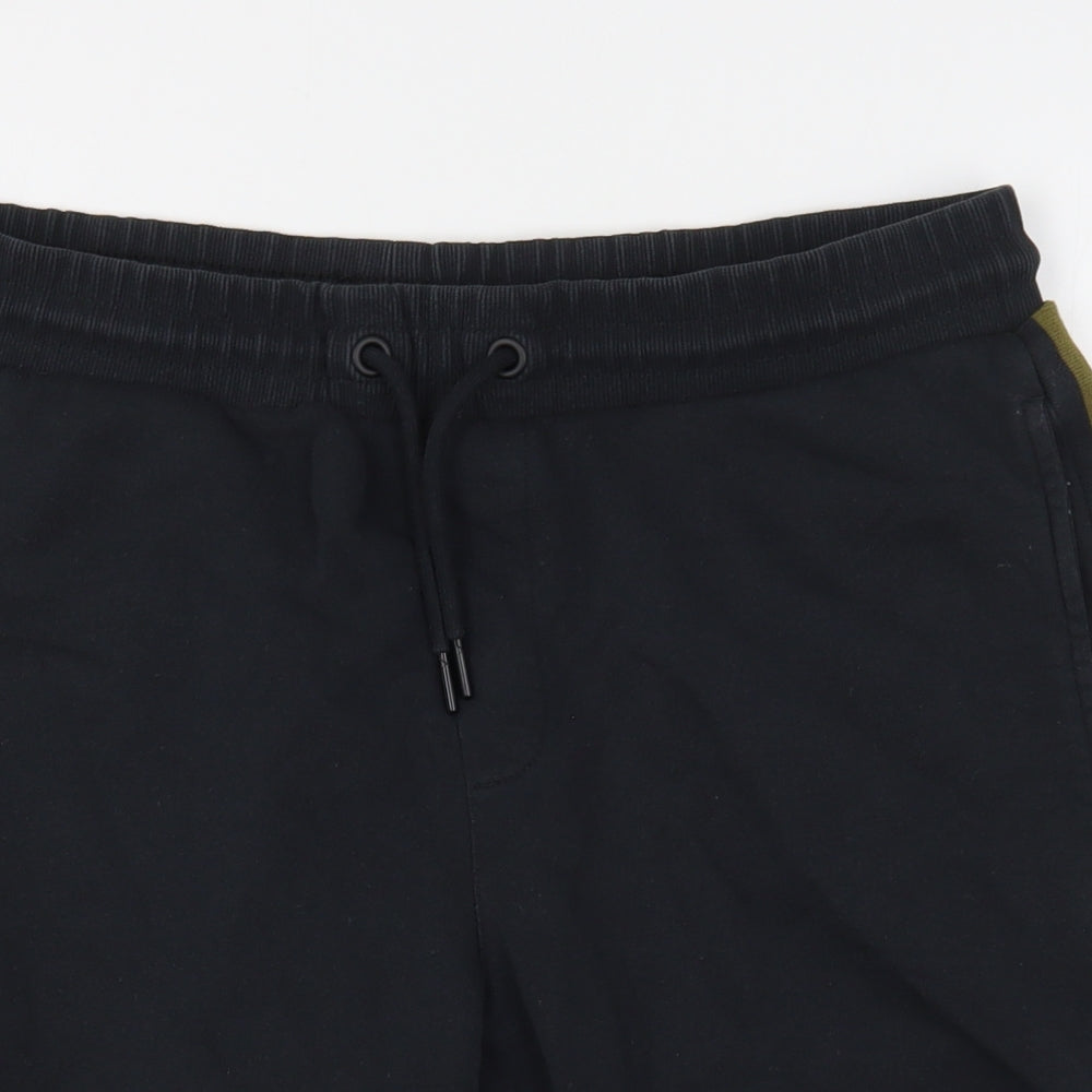 NEXT Mens Black  Cotton Sweat Shorts Size L L9 in Regular Drawstring