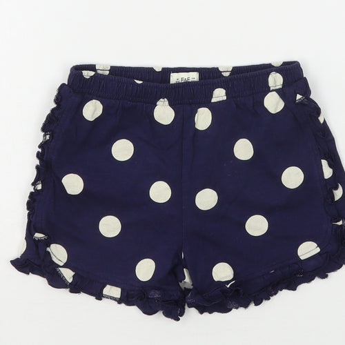 F&F Girls Blue Polka Dot Cotton Sweat Shorts Size 3-4 Years  Regular