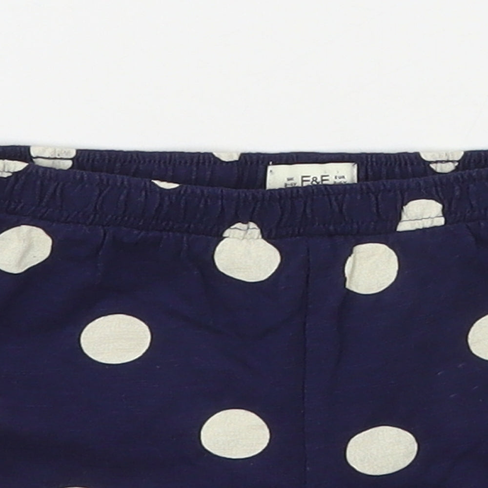 F&F Girls Blue Polka Dot Cotton Sweat Shorts Size 3-4 Years  Regular