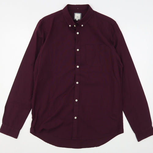 River Island Mens Purple  Cotton  Button-Up Size M Collared
