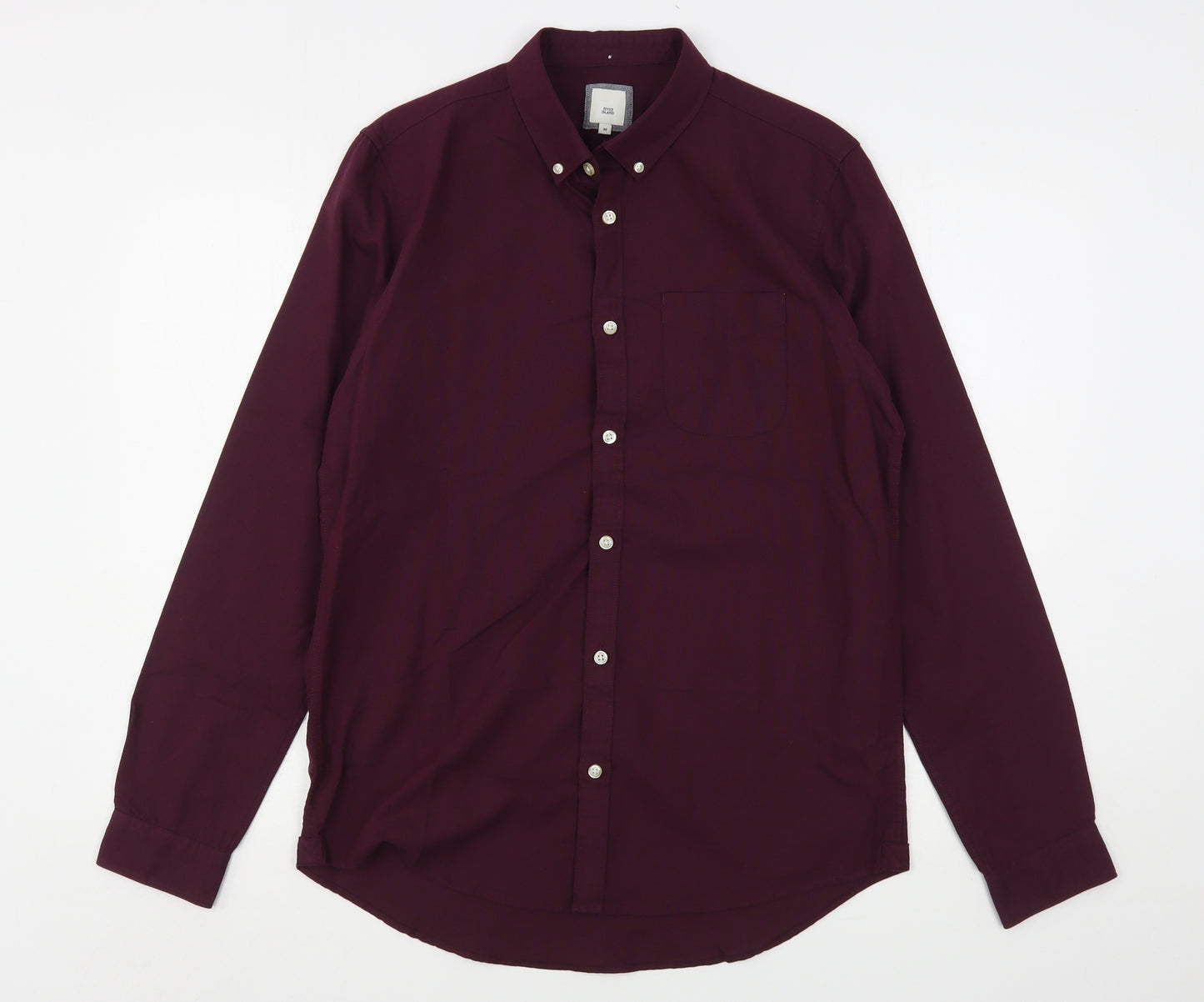 River Island Mens Purple  Cotton  Button-Up Size M Collared