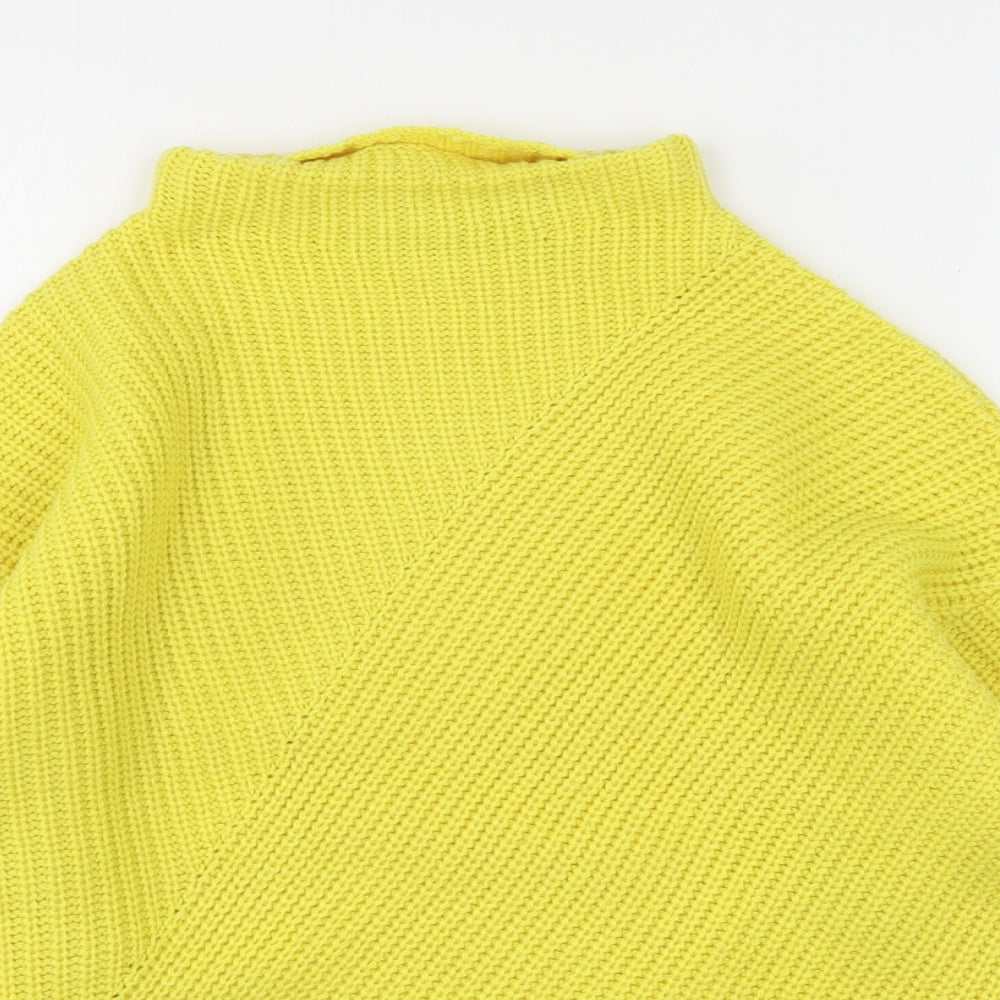 Dorothy Perkins Womens Yellow High Neck  Acrylic Pullover Jumper Size 6