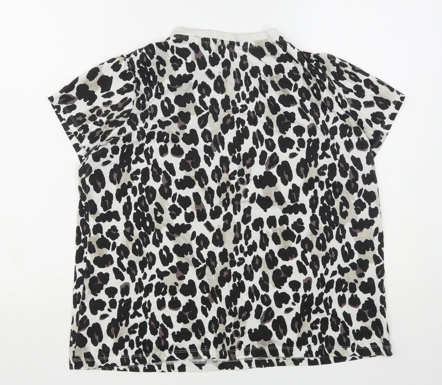 Primark Womens Multicoloured Animal Print Cotton Basic T-Shirt Size 14 Round Neck