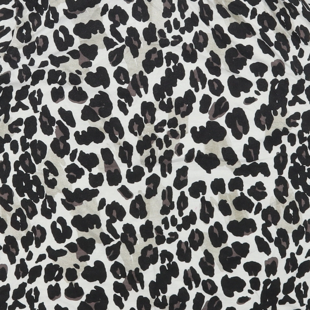 Primark Womens Multicoloured Animal Print Cotton Basic T-Shirt Size 14 Round Neck