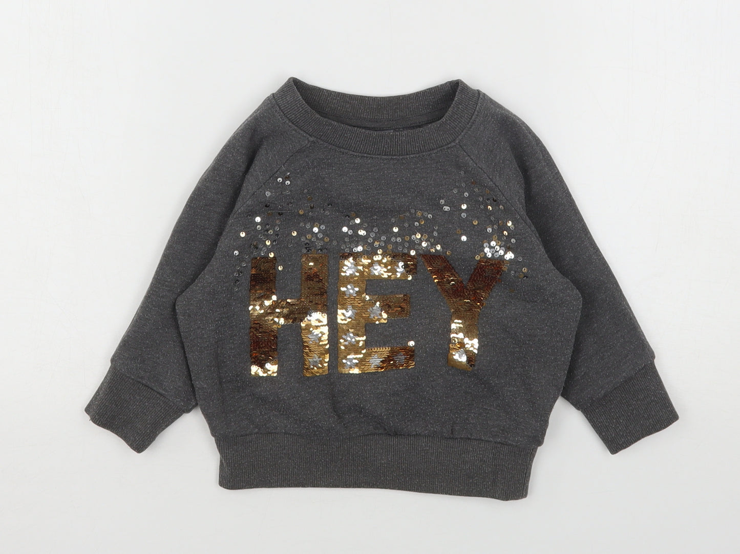 NEXT Girls Grey  Cotton Pullover Sweatshirt Size 3 Years   - Light Bobbling
