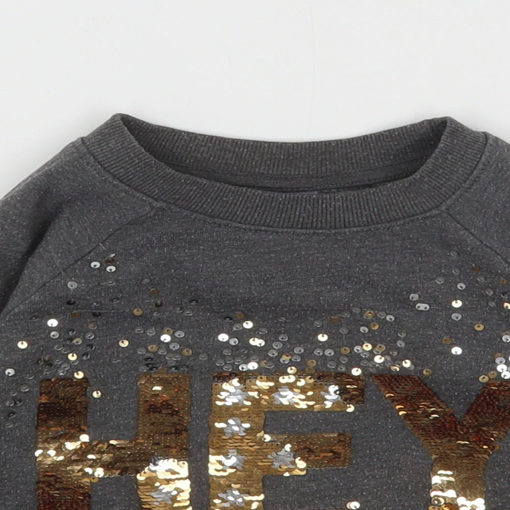 NEXT Girls Grey  Cotton Pullover Sweatshirt Size 3 Years   - Light Bobbling