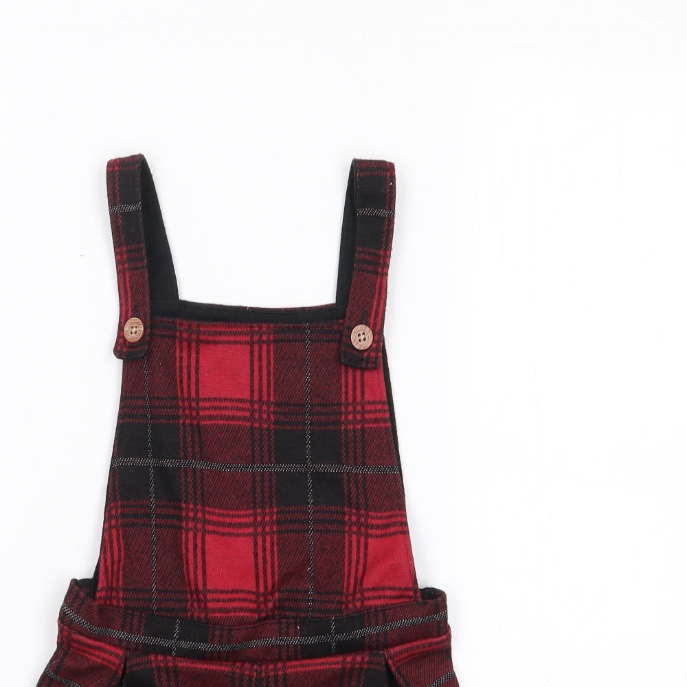 F&F Girls Red Plaid Polyester Playsuit One-Piece Size 6-7 Years  Pullover