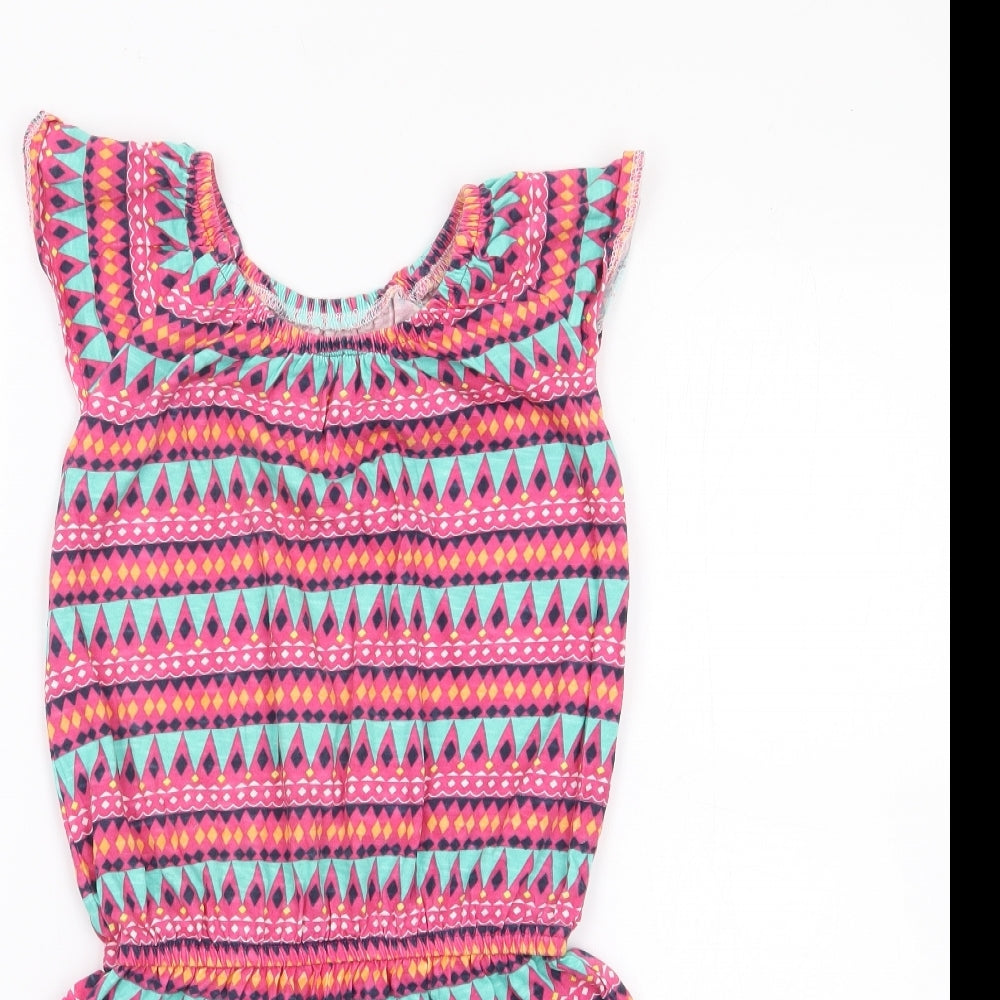 Dunnes Girls Multicoloured Geometric 100% Cotton Playsuit One-Piece Size 10 Years  Pullover
