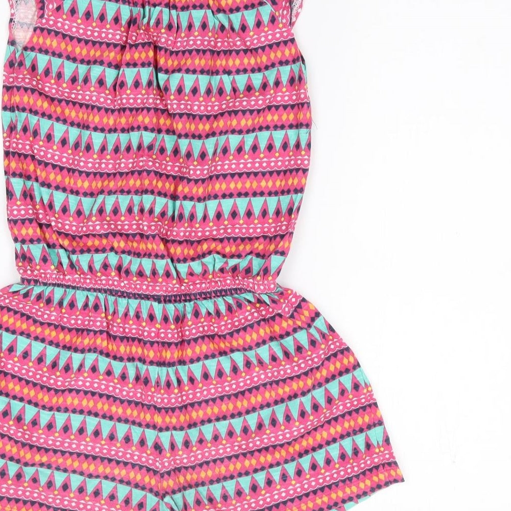 Dunnes Girls Multicoloured Geometric 100% Cotton Playsuit One-Piece Size 10 Years  Pullover
