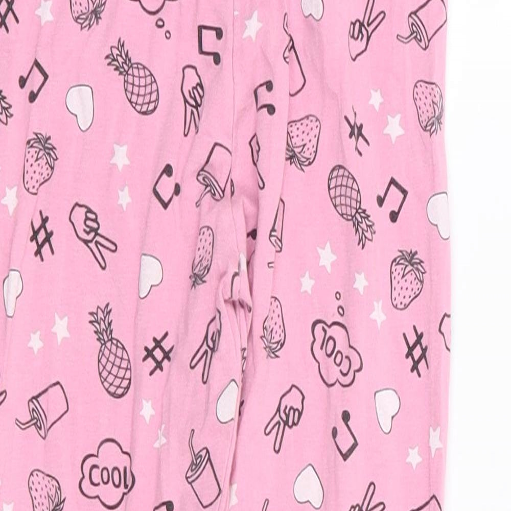 Matalan Girls Pink Geometric Cotton Pedal Pusher Trousers Size 9 Years L20 in Regular  - Legging
