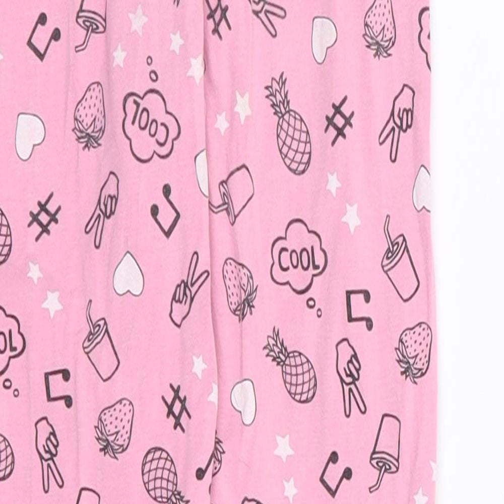 Matalan Girls Pink Geometric Cotton Pedal Pusher Trousers Size 9 Years L20 in Regular  - Legging