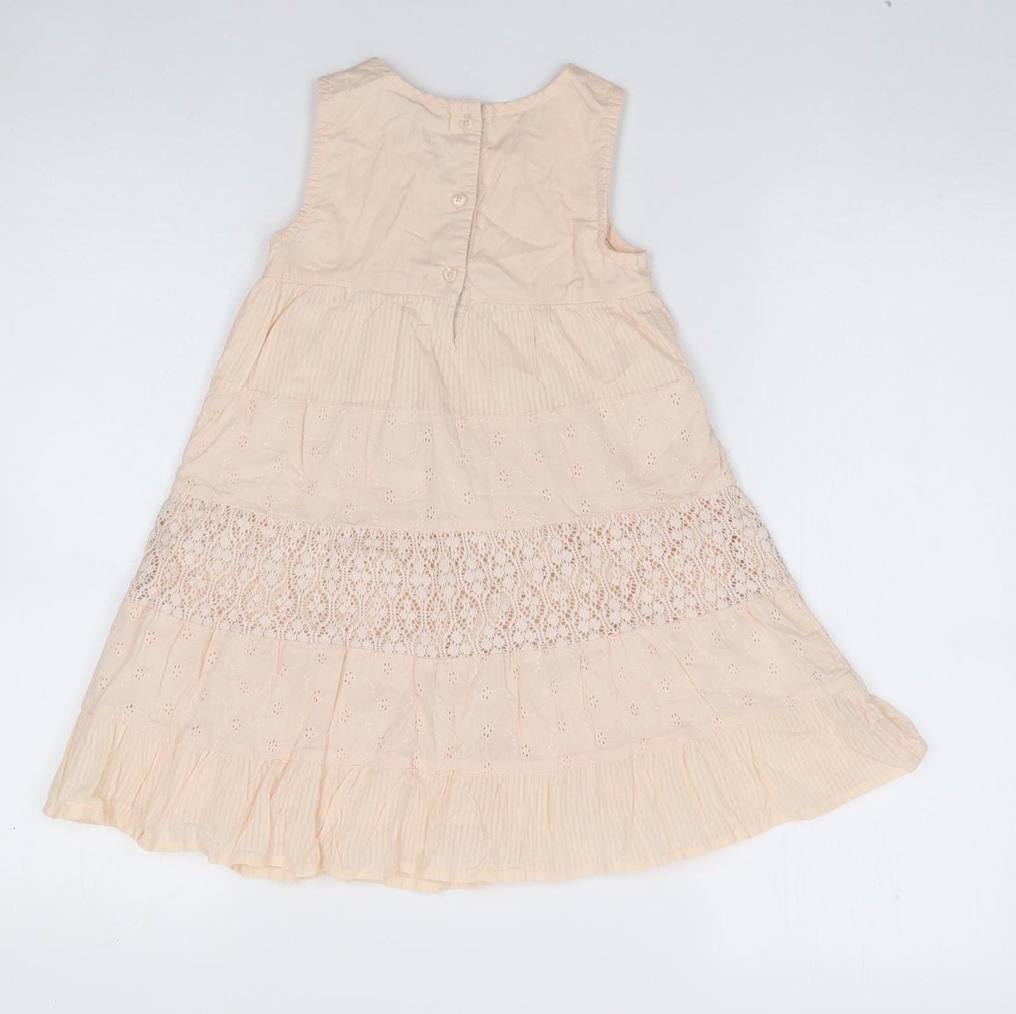 George Girls Beige Floral Cotton A-Line  Size 3-4 Years  Round Neck Pullover