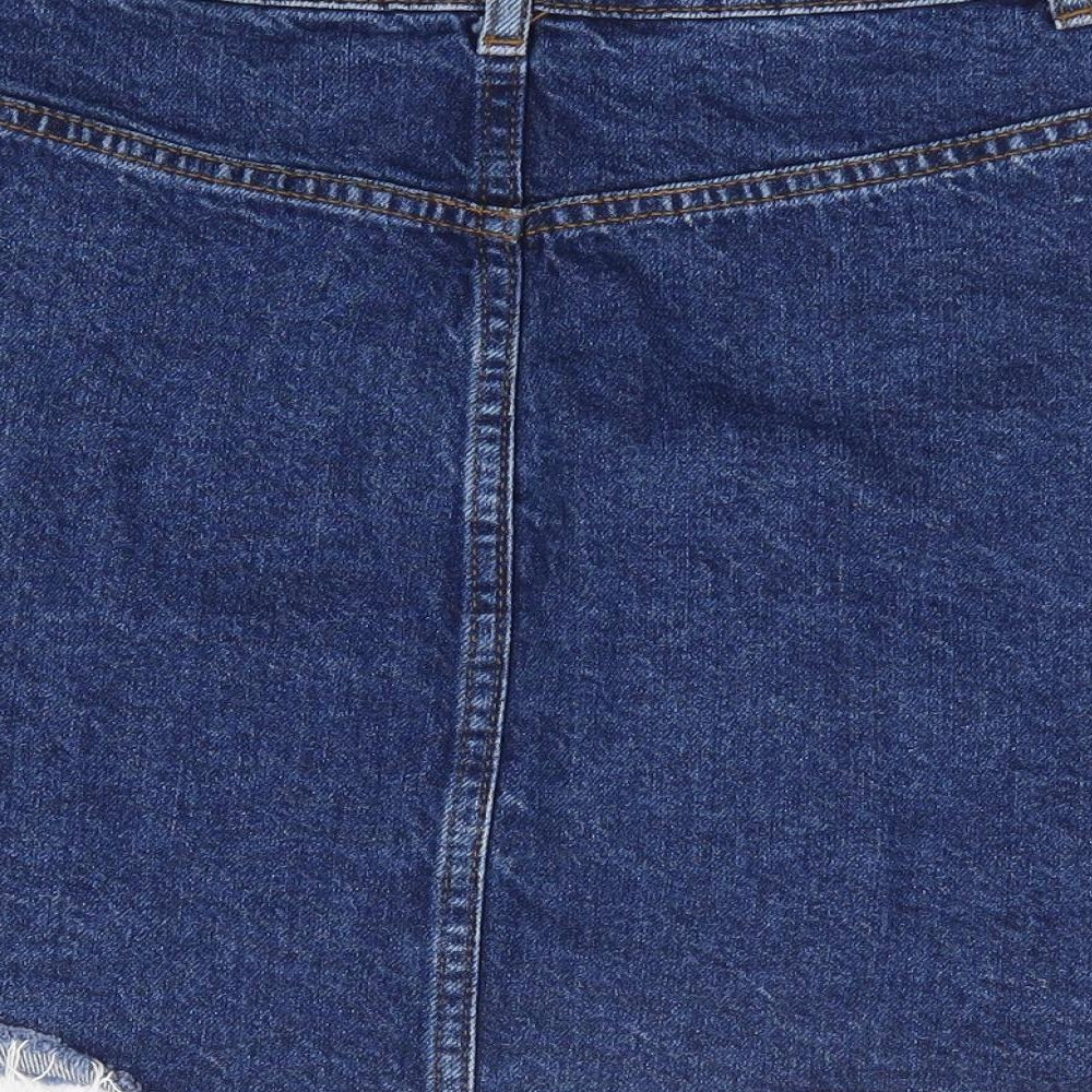 Topshop Womens Blue  Cotton Mini Skirt Size 8   Button