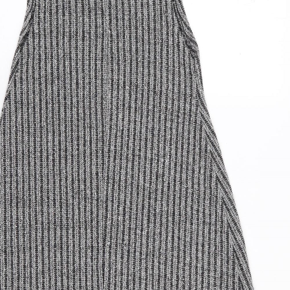 Primark Womens Grey Striped Viscose A-Line  Size 6  Crew Neck Pullover