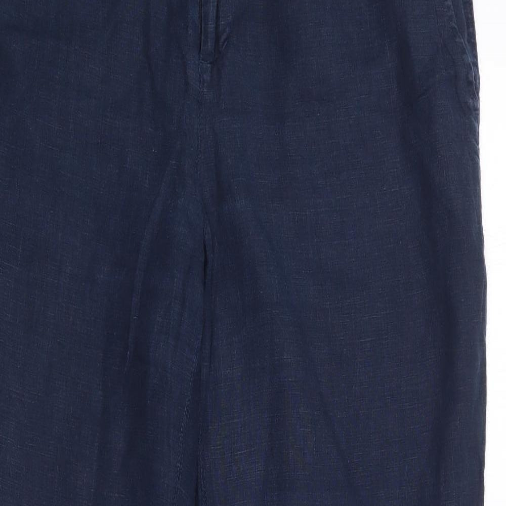 Monsoon Womens Blue  Linen Trousers  Size 12 L28 in Regular Zip