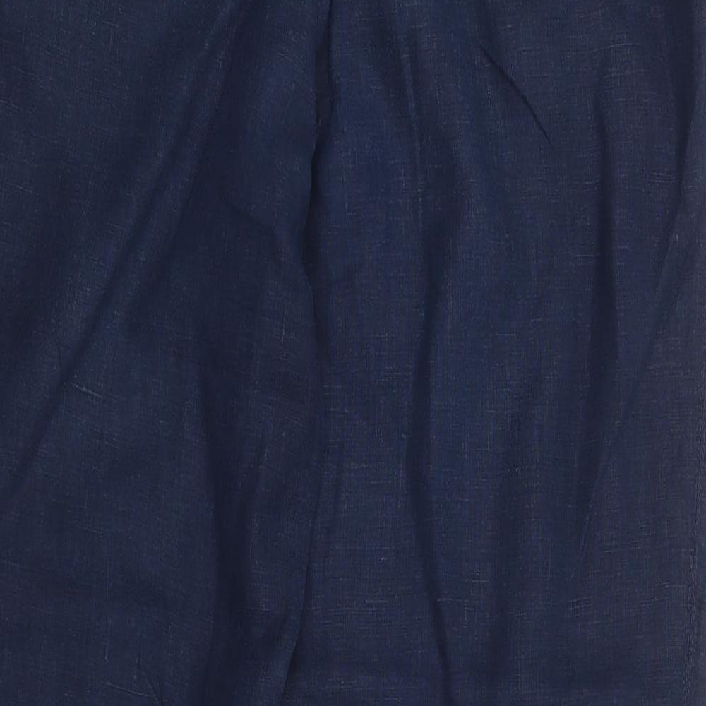 Monsoon Womens Blue  Linen Trousers  Size 12 L28 in Regular Zip