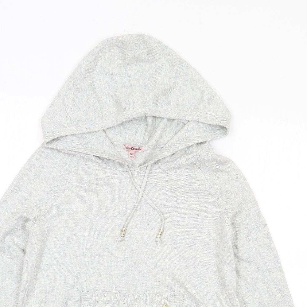 Juicy Couture Womens Grey  Cotton Pullover Hoodie Size XS  Pullover