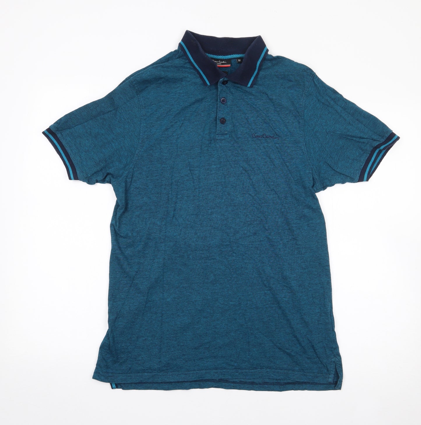 Pierre Cardin Mens Blue  100% Cotton  Polo Size M Collared Pullover