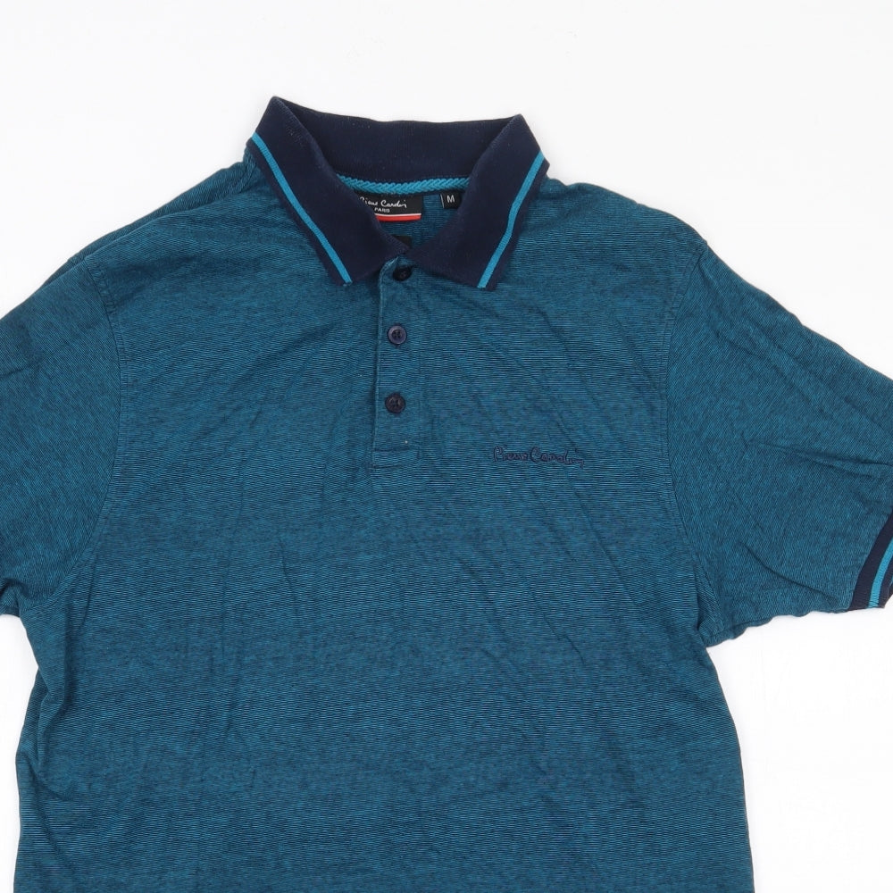 Pierre Cardin Mens Blue  100% Cotton  Polo Size M Collared Pullover