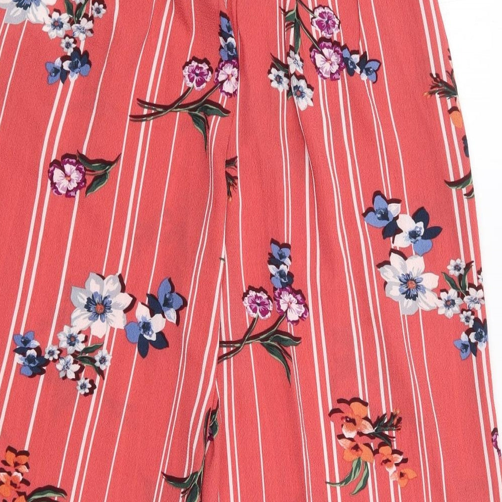 Primark Womens Multicoloured Floral Polyester Cropped Trousers Size 8  Regular Drawstring - Culottes