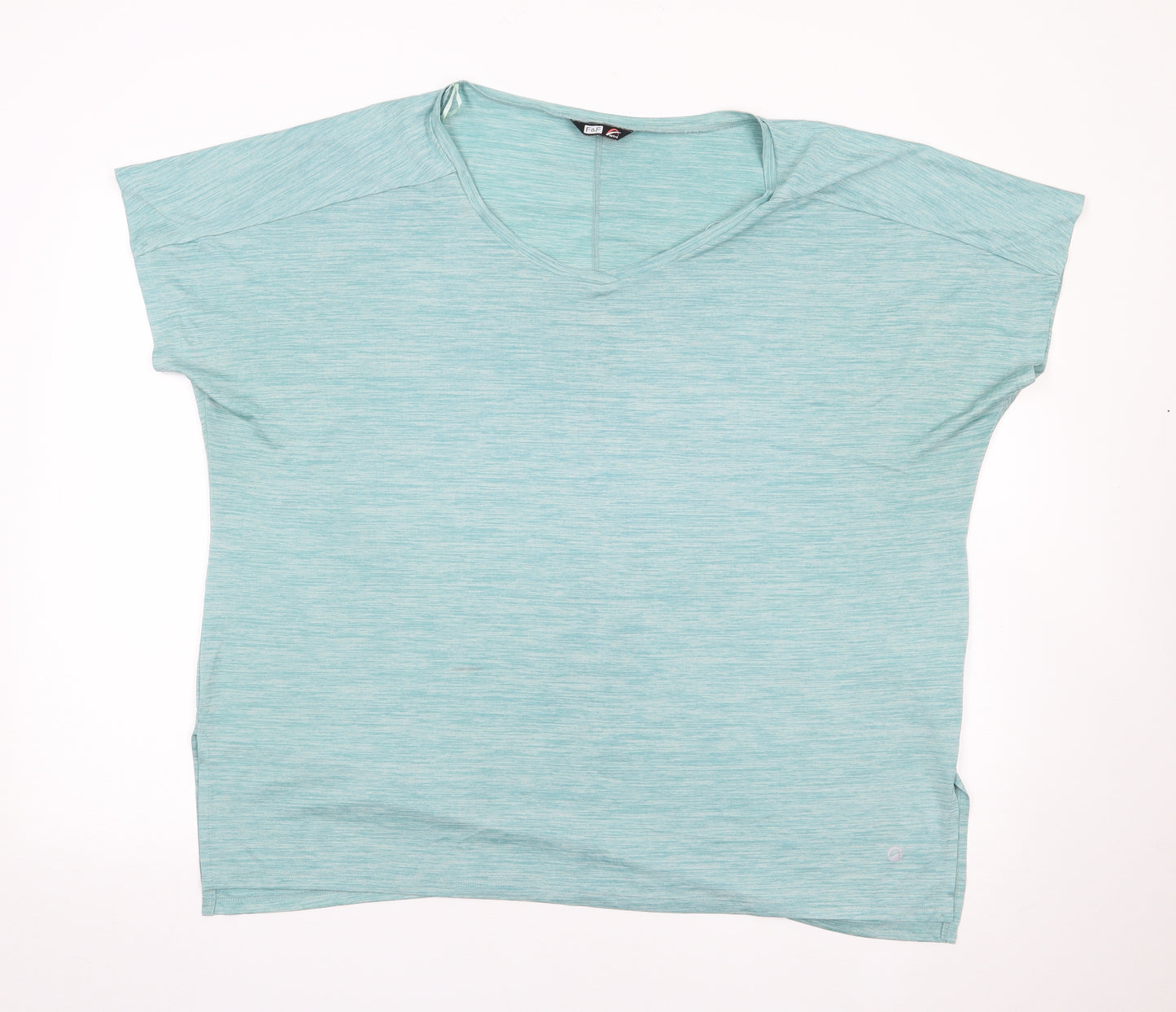 F&F Womens Green  Polyester Jersey T-Shirt Size 20 V-Neck Pullover