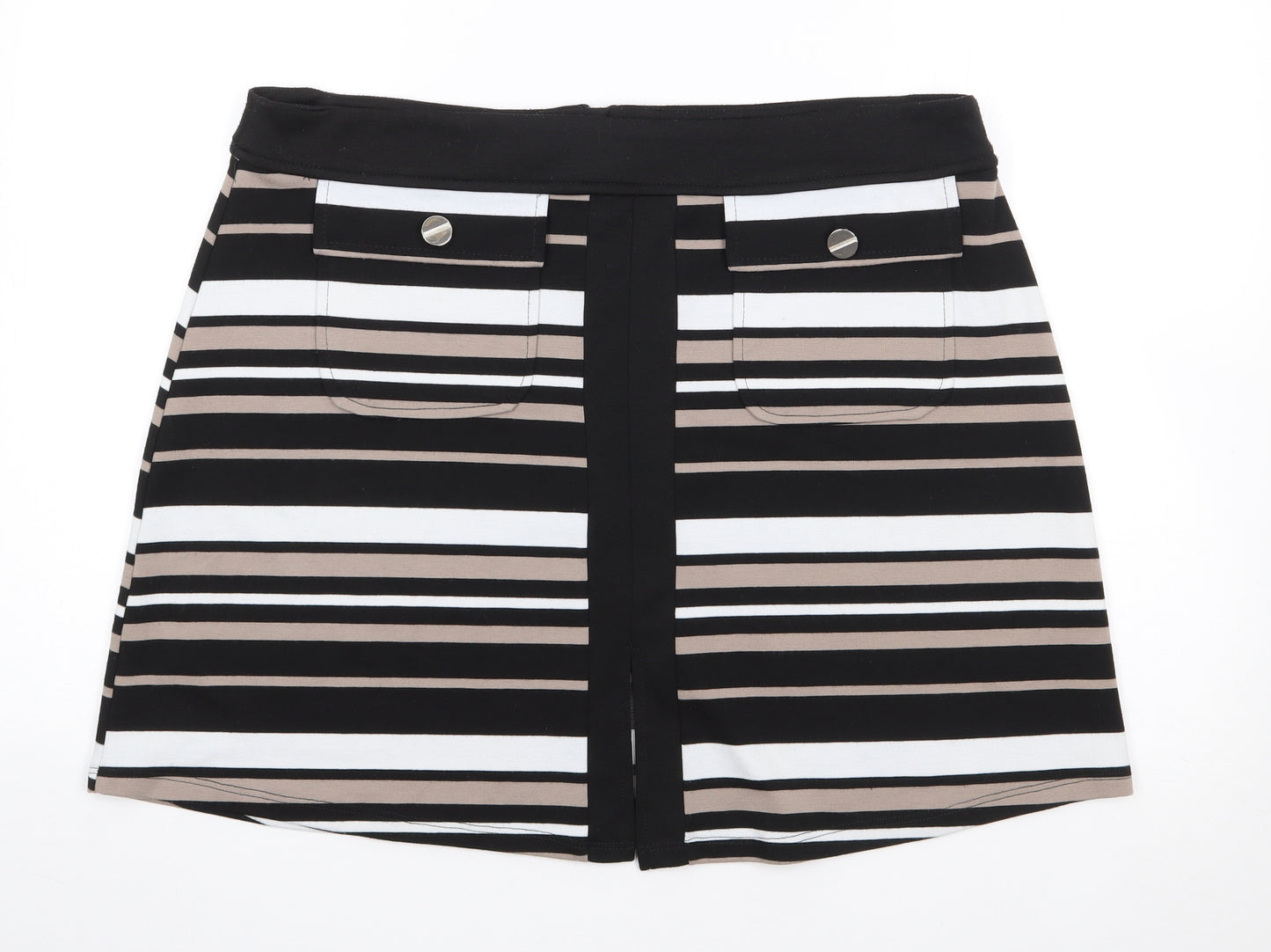 Dorothy Perkins Womens Multicoloured Striped Polyester A-Line Skirt Size 16   Zip