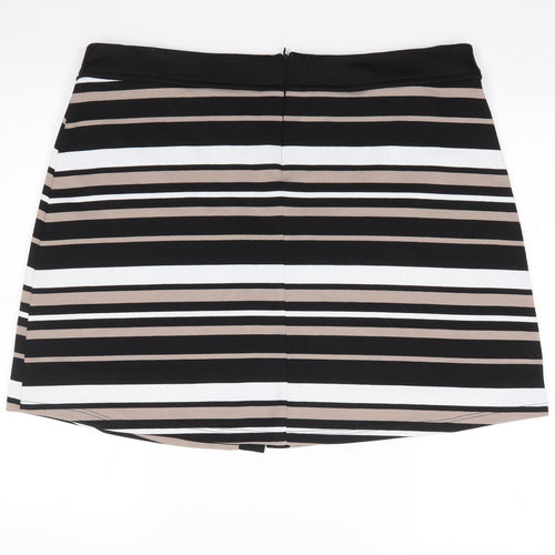 Dorothy Perkins Womens Multicoloured Striped Polyester A-Line Skirt Size 16   Zip
