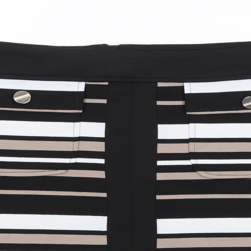 Dorothy Perkins Womens Multicoloured Striped Polyester A-Line Skirt Size 16   Zip