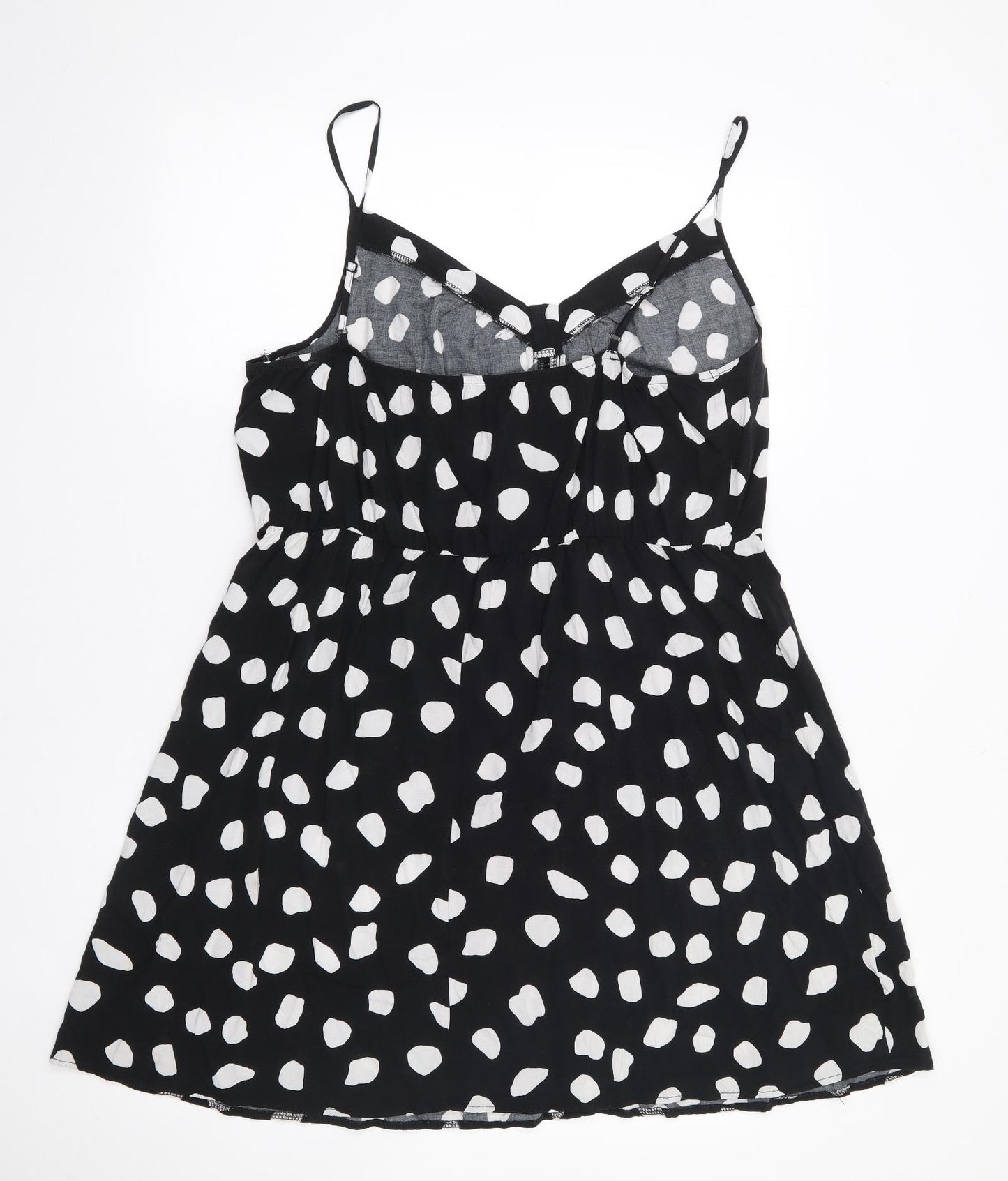 George Womens Black Polka Dot Viscose Skater Dress  Size 18  V-Neck Pullover